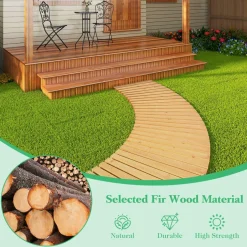 Tangkula Roll-Out Garden Pathway, 7 FT Wooden Garden Pathway w/Non-Slip Surface, Metal Wires with Plastic Sheath