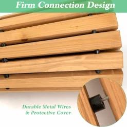 Tangkula Roll-Out Garden Pathway, 7 FT Wooden Garden Pathway w/Non-Slip Surface, Metal Wires with Plastic Sheath