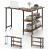 Tangkula 360°Rotating Sofa Side Table, Mobile End Table with 2-Tier Storage Shelves