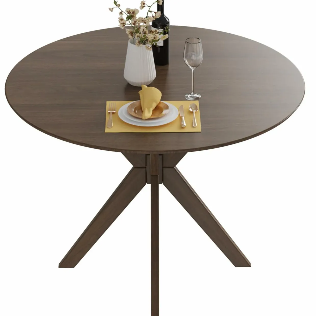 Tangkula Round Dining Table, Stylish Table with 36" Tabletop & Sturdy Wood Legs