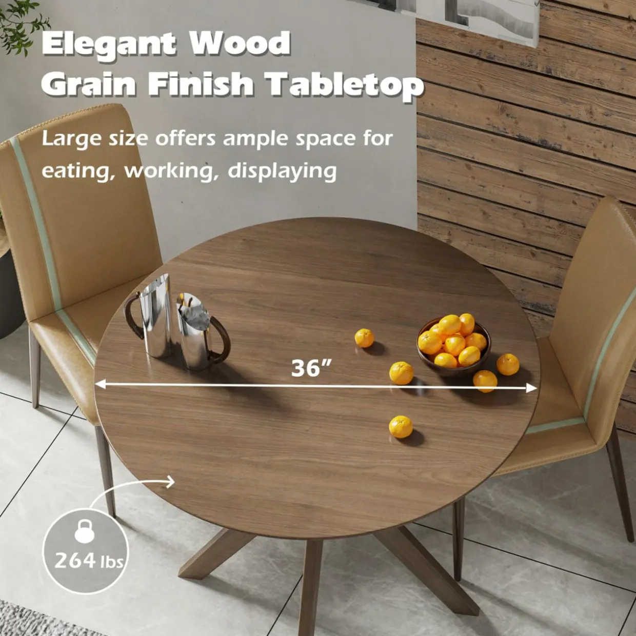 Tangkula Round Dining Table, Stylish Table with 36" Tabletop & Sturdy Wood Legs