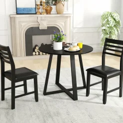 Tangkula Round Dining Table Set , Dinette Set with Table and Padded PU Chairs