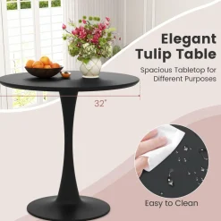 Tangkula Round Dining Table Set for 4, Kitchen Table Set with Padded Seat & Solid Wood Legs
