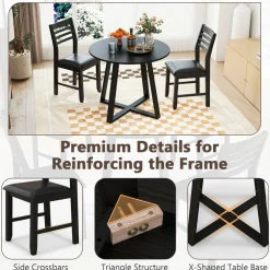 Tangkula Round Dining Table Set , Dinette Set with Table and Padded PU Chairs
