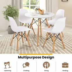 Tangkula Round Dining Table Set for 4, Kitchen Table Set with Seat & Solid Wood Legs