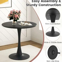 Tangkula Round Dining Table Set for 4, Kitchen Table Set with Padded Seat & Solid Wood Legs