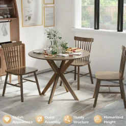 Tangkula Round Dining Table, Stylish Table with 36