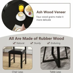 Tangkula Round Dining Table Set , Dinette Set with Table and Padded PU Chairs