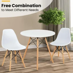 Tangkula Round Dining Table Set for 4, Kitchen Table Set with Seat & Solid Wood Legs