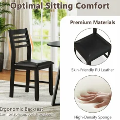Tangkula Round Dining Table Set , Dinette Set with Table and Padded PU Chairs