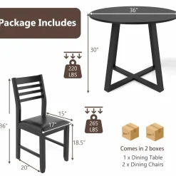 Tangkula Round Dining Table Set , Dinette Set with Table and Padded PU Chairs