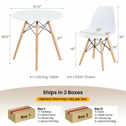 Tangkula Round Dining Table Set for 4, Kitchen Table Set with Seat & Solid Wood Legs