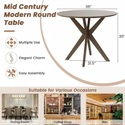 Tangkula Round Dining Table, Stylish Table with 36