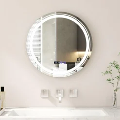 Tangkula Round Led Bathroom Mirror