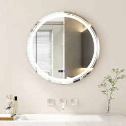 Tangkula Round Led Bathroom Mirror