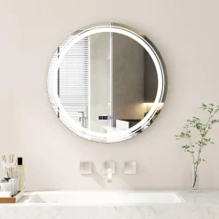 Tangkula Round Led Bathroom Mirror