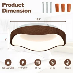 Tangkula Round LED Flush Mount Ceiling Light