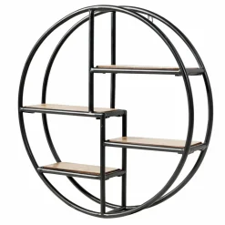 Tangkula Round Wall Shelf, Wall-Mounted Circular Shelf