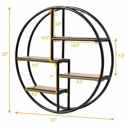 Tangkula Round Wall Shelf, Wall-Mounted Circular Shelf