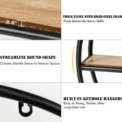 Tangkula Round Wall Shelf, Wall-Mounted Circular Shelf