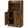 Tangkula Rustic Bookcase, Storage Cabinet with 2 Open Shelves and 2 Doors