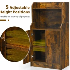 Tangkula Rustic Bookcase, Storage Cabinet with 2 Open Shelves and 2 Doors