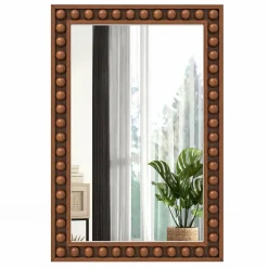 Tangkula Rustic Wall Mirror, 24" x 36" Rectangle Wall Mounted Mirror w/Solid Wood Frame