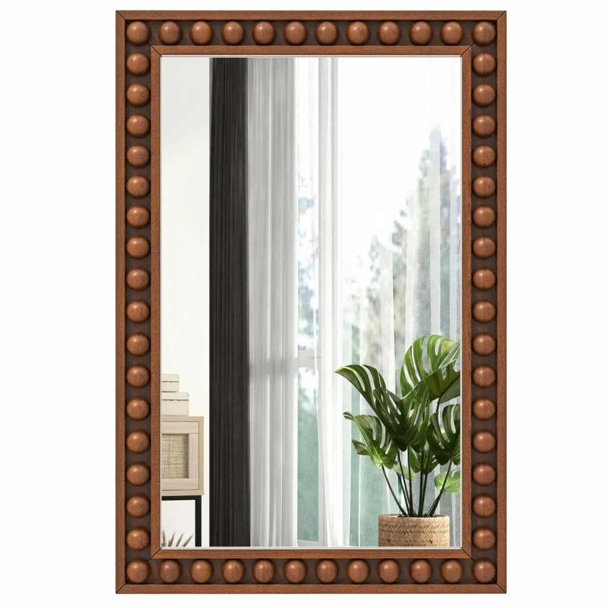 Tangkula Rustic Wall Mirror, 24" x 36" Rectangle Wall Mounted Mirror w/Solid Wood Frame