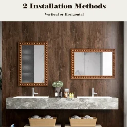 Tangkula Rustic Wall Mirror, 24