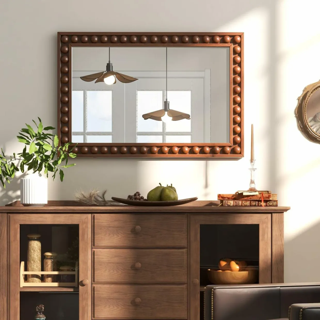 Tangkula Rustic Wall Mirror, 24" x 36" Rectangle Wall Mounted Mirror w/Solid Wood Frame