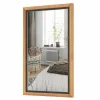 Tangkula Rustic Wood Mirror, Rectangular Frame Decor Wall Mounted Mirror with Back Board