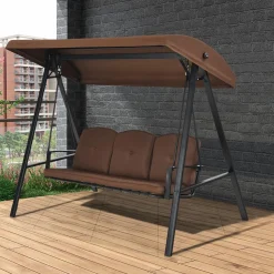 Tangkula 3-Seater Porch Swing, Outdoor Swing with Adjustable Tilt Canopy & Removable Soft Cushions