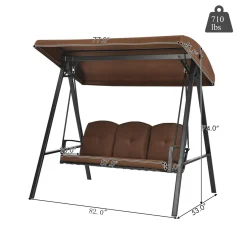 Tangkula 3-Seater Porch Swing, Outdoor Swing with Adjustable Tilt Canopy & Removable Soft Cushions