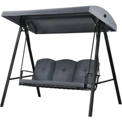 Tangkula 3-Seater Porch Swing, Outdoor Swing with Adjustable Tilt Canopy & Removable Soft Cushions