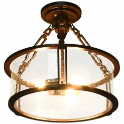 Tangkula Semi Flush Mount Ceiling Light, 3-Light Close to Ceiling Light with Bubble Glass Lampshade