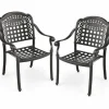 Tangkula Set of 2 Cast Aluminum Patio Dining Chairs