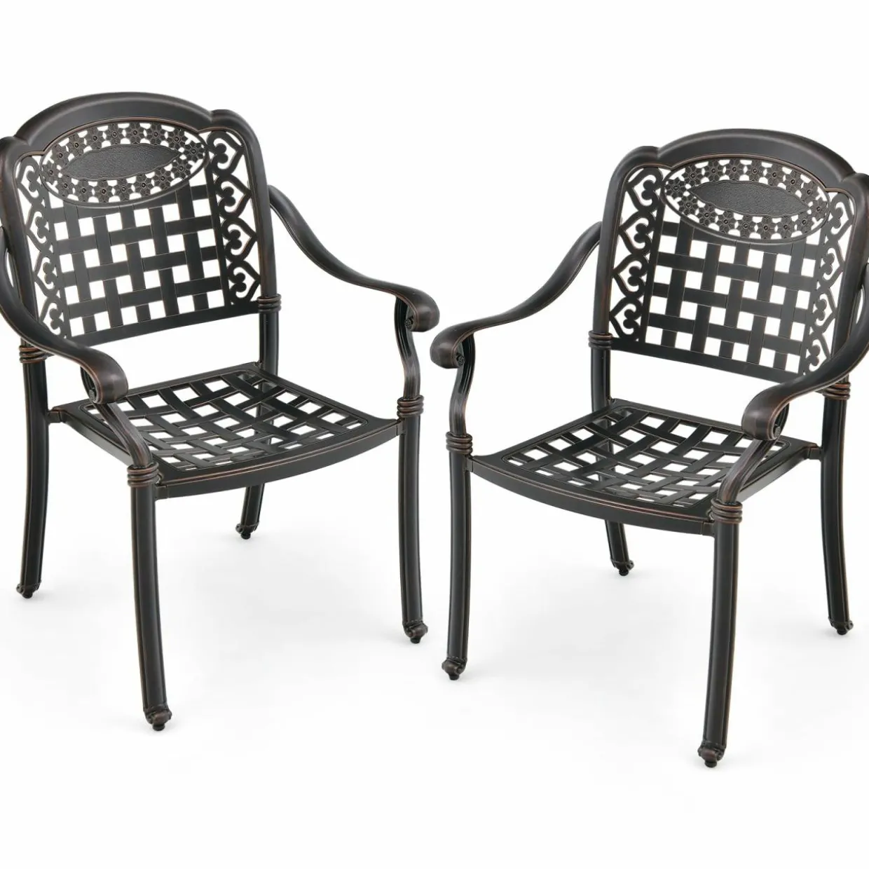 Tangkula Set of 2 Cast Aluminum Patio Dining Chairs