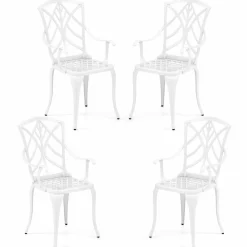 Tangkula Set of 4 Cast Aluminum Patio Dining Chairs