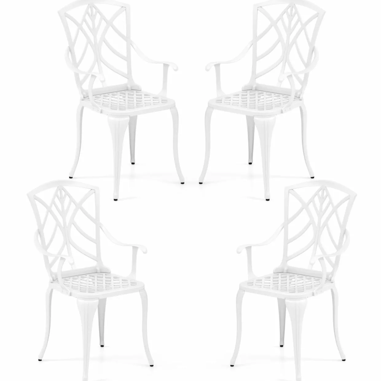 Tangkula Set of 4 Cast Aluminum Patio Dining Chairs