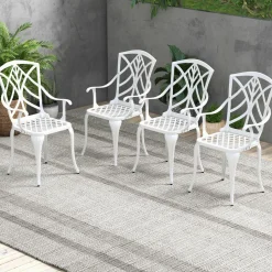 Tangkula Set of 4 Cast Aluminum Patio Dining Chairs