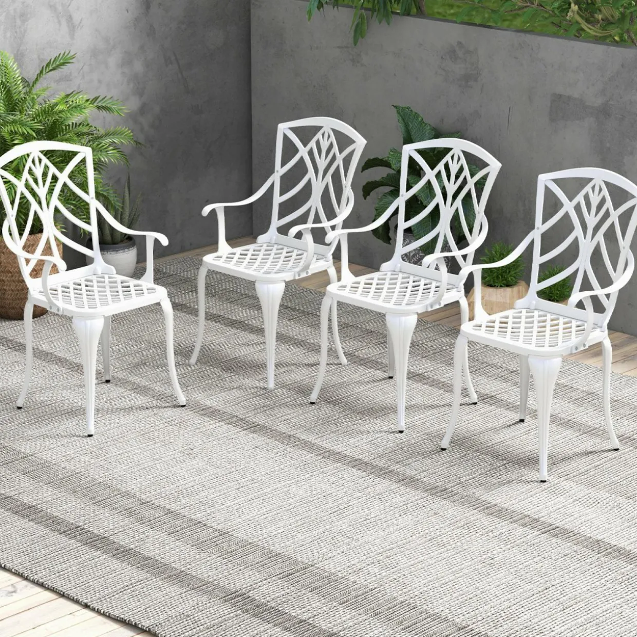 Tangkula Set of 4 Cast Aluminum Patio Dining Chairs