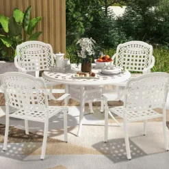 Tangkula Set of 2 Cast Aluminum Patio Dining Chairs
