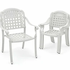 Tangkula Set of 2 Cast Aluminum Patio Dining Chairs