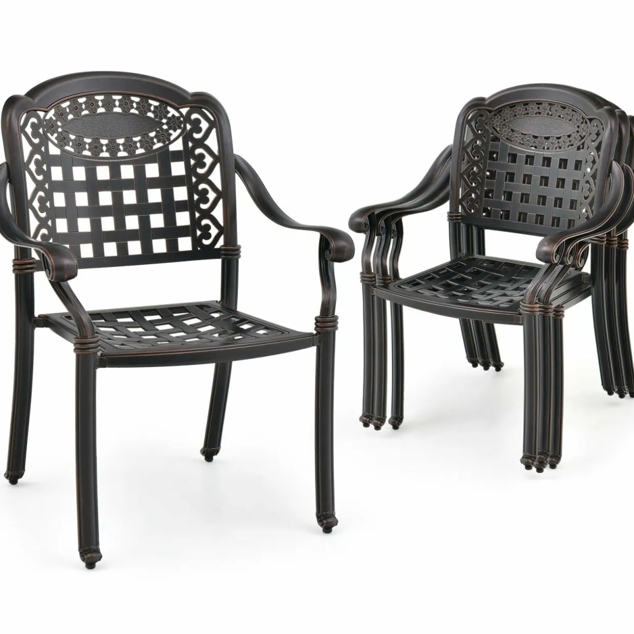 Tangkula Set of 2 Cast Aluminum Patio Dining Chairs