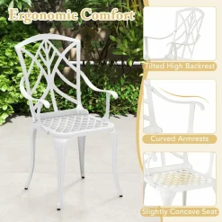 Tangkula Set of 4 Cast Aluminum Patio Dining Chairs