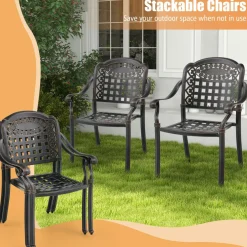 Tangkula Set of 2 Cast Aluminum Patio Dining Chairs