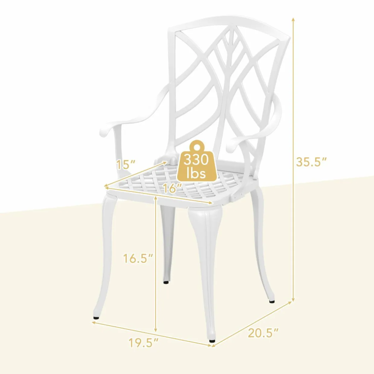 Tangkula Set of 4 Cast Aluminum Patio Dining Chairs