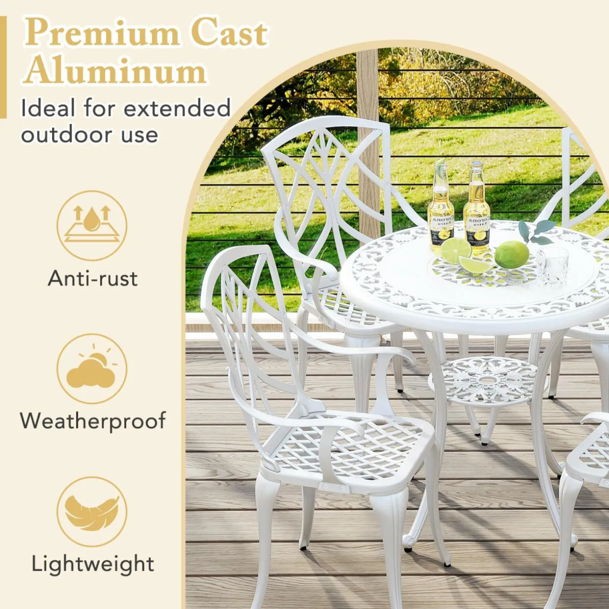 Tangkula Set of 4 Cast Aluminum Patio Dining Chairs