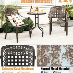 Tangkula Set of 2 Cast Aluminum Patio Dining Chairs