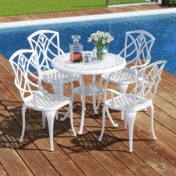 Tangkula Set of 4 Cast Aluminum Patio Dining Chairs